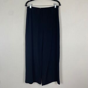 Peter Cohen Black 100% Silk Wide Leg Palazzo Pants Women's XL Elastic Waist‎